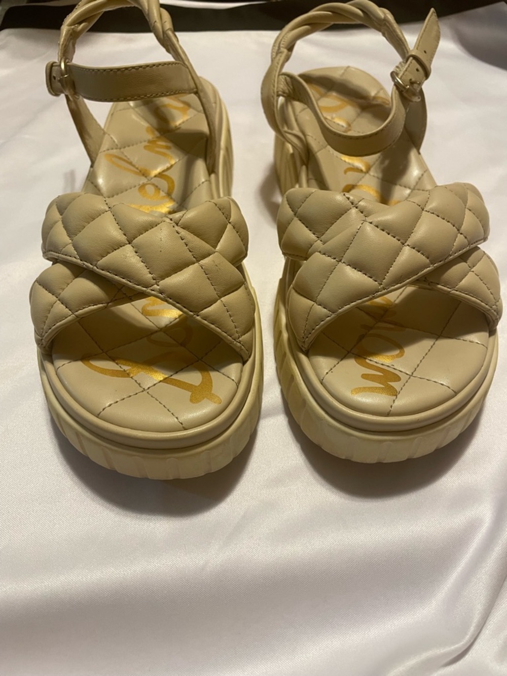 Sam Edelman Quilted Platform Sandal - Cream/White - Picture 5 of 13